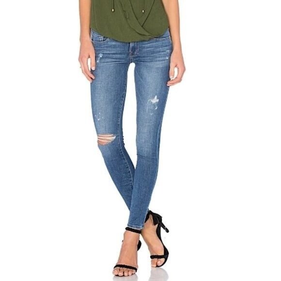 FRAME Denim Le Skinny De Jeanne Jewell Wash Distressed Jeans Size 26 - Picture 1 of 11